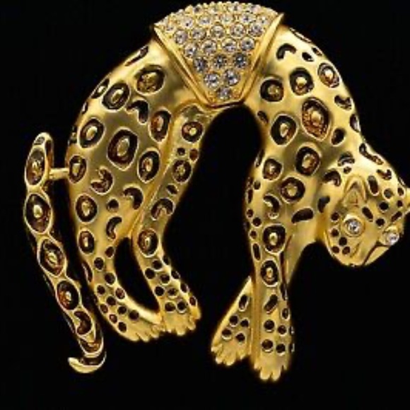 Vintage Florenza Leopard Cheetah Cat Moving Tail Pin Brooch ~ circa 1956-1981 - Picture 1 of 5